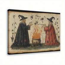 1PC Framed Vintage Gothic Witch Canvas Wall Art - 2D Flat Wrap Frame HD Printed Oil-Proof Canvas Painting, Dark Fantasy Artwork With Intricate Details, Indoor Wall Decor For Living Room, Bedroom, Office - Perfect Holiday Gift, Mystical Room Accent | Detailed Artistry, Gothic Home Decor, 2D Flat, Perfect For Room Decor- (Wrapped Canvas) - Black - View 3