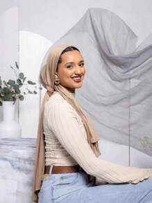 1 Stück Damen Jersey Hijab, Modal Hijab Schweißtuch, einfarbig, seidig glatt, weich, atmungsaktiver Modal Stoff Kopftuch, Kopfbedeckung, Jersey Kragen, 180cm*70cm Schal/Umschlagtuch, geeignet für tägliche Gebete und Zeremonien Outdoor