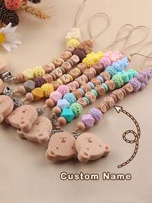 1pc Anti-Lost DIY Chain, Anti-Lost Travel-Specific DIY Chain Toy, Anti-Lost DIY Chain Clip, Random Color Delivery Anti-Lost DIY Chain Clip, Silicone Bead Wooden Ring Anti-Lost DIY Chain Clip, Durable Anti-Lost DIY Chain Clip - Friend Gift/Comfort Gift/Wooden Chain Gift/Holiday Gift/Birthday Gift/New Year Gift, Baby's First Tooth Party, Customized Anti-Lost DIY Chain Clip,Art Activities For Children,Elegant Living,Artful Living