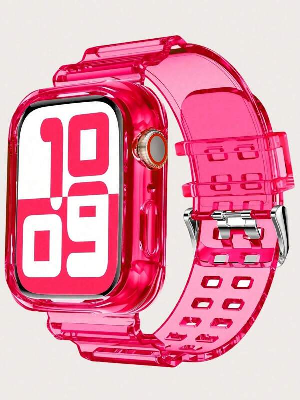 2-in-1-Sportarmband mit transparentem Bumper-Gehäuse, kompatibel mit Apple Watch-Armband 40 mm, 41 mm, 42 mm, 38 mm, 44 mm, 45 mm, 46 mm, 49 mm, transparentes TPU-Armband für Damen und Herren, kompatibel mit iWatch SE Ultra Series 10, 9, 8, 7, 6, 5, 4, 3, 2, 1