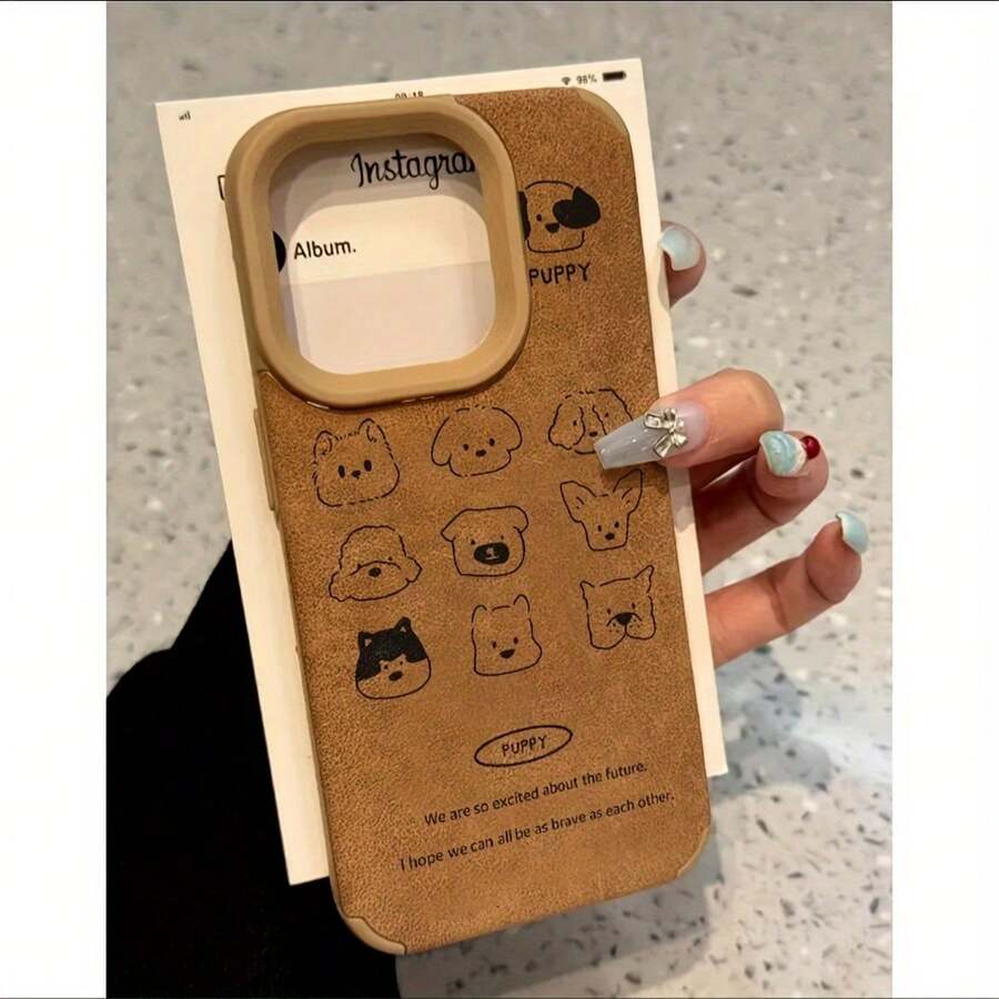 Funda para phone 16 Pro Max/15/14 Plus/13/12/11 (modelo 2025). Diseño moderno y elegante en piel sintética con diseño de lunares. Compatible con phone 16, 15, 14, 13, 12 y 11 Pro. - marrón - Ver 1
