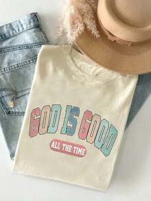 Women's God Is Good T-Shirt 100% Cotton - Màu be - Xem 2