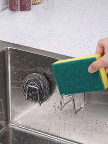 1/2pcs Stainless Steel Sink Sponge Holder, Stainless Steel Storage Rack - Strong Adhesive Self-Adhesive Drying Rack, Kitchen Sink Drain Drying Rack, Cleaning Sponge Holder Hook, Stainless Steel Sink Sponge Rack No Drilling Kitchen Sink Drain Rack, Kitchen Sink Cleaning Brush Rack, Sponge And Cleaning Brush Rack, Sink Kitchen Sponge Rack, Bedroom, Bathroom