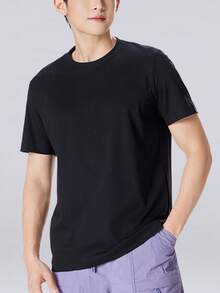 CAMEL CROWN Women's Knit Crew Neck T-Shirt, Spring/Summer Tee, Straight Cut, Regular Shoulder, Short Sleeve, Breathable, Versatile & Easy To Wear - Phantom Black - View 1