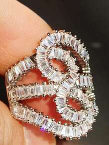 1 PC Glamorous Cubic Zirconia Ring For Women Wedding Engagement Valentine's Day Party Gift