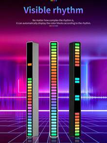 1pc RGB Sound Activated Rhythm Lamp, Car Atmosphere Lamp, Multicolor Music Sync Decorative Lamp With Multiple Modes, Desktop Sound Sensor LED Light, For Gaming, Party - Đèn đón - Xem 9