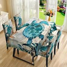 2/4/5/6/7/36 buc Huse de scaun extensibile - Design vintage cu broască țestoasă verde și imprimeu floral jacquard, Huse detașabile și lavabile din poliester cu închidere elastică, Protecții de mobilier multifuncționale pentru casă, birou, restaurant, banchet, decor de cafenea, Huse de scaune, Textură jacquard