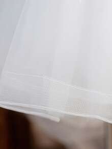 长袖亮片贴花薄纱优雅白色燕尾服公主裙，适合花童、婚礼、生日派对等场合，不含头饰 - 白色 - 查看 8