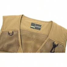 Men's Mesh Breathable Openwork Camouflage Journalist Photographer Fishing Vest Waistcoat CoatChristmas FW4R - 卡其色02 - 查看 4