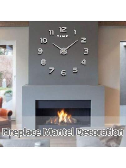 3D DIY Wand Klok Acrylic Spiegel Stickers Clocks Home ation Living Room Quartz Needle Hang Horloge Europe s: Zwart Zilver 16/19/35 Inches Optional view 8