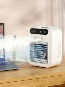 1 件 USB 可充电迷你空调风扇 - 便携式桌面冷却设备，带锂电池，无线和 USB 充电，适用于家庭、办公室或宿舍，冷却设备