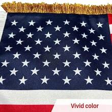 TLL  American Desk Flag Set With Stand Base Small USA Flag With Fringe Table Flag For Office Desktop Thick Material Vivid Color US Flag For Home DecorationTLL