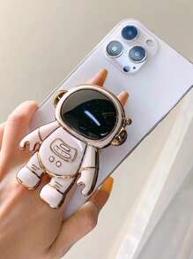 Astronaut Shaped Phone Stand - Suitable For Various Phones With Protective Cases, Retractable Foldable Astronaut Design Metal Plating Adhesive Phone Holder Compatible With IPhone, Android Phone, Gift For Birthday, Family, Friends Phone Accessories