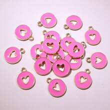 20 peças 15x12mm esmalte dupla face coração vazado pingente faça você mesmo acessórios para fazer joias pulseira brincos colar