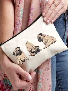 3件套巴哥犬图案涤纶化妆包套装，多功能拉链收纳袋，帆布笔袋，零钱包，化妆品整理包，迷你化妆包，旅行化妆盒，化妆刷收纳盒，化妆品容器，旅行必备，女士配饰，旅行用品，化妆包，学习用品，假日必备，冬季化妆包 - 彩色 - 查看 7