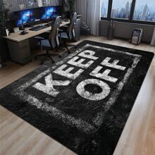 1pc "KEEP OFF" Graphic Print Shag Area Rug, 650GSM Silicone Backing, Soft Plush Carpet For Patio, Camping, Entryway, Living Room, Bedroom, Game Room, Machine Washable For All Seasons, Home Decor