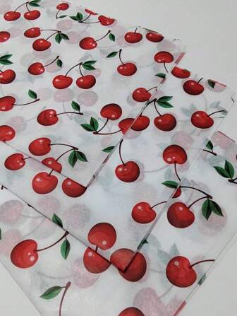 10/50/100pcs Red Sweet Cherry Patterned Thin Paper Is Suitable For DIY Handicrafts, Party Gift Packaging, Bouquet Packaging, Shoe And Clothing Packaging, Birthday Gift Packaging, Etc. Suitable For Decoration In Various Festivals, Weddings And Other Scenarios