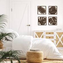 1/75 Seturi disponibile, 4 buc/set Broaște țestoase maro cu spate, frunze verzi, plante, model pătrat, decorațiuni de artă modernă, plăci și semne, decorațiuni interioare, decorațiuni pentru camere (cu lipici punctat)