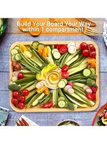 KEMORELA KEMORELA Platou portabil pentru mezeluri din bambus cu capac și mâner – Set complet de platouri pentru brânzeturi cu 4 ustensile din oțel inoxidabil – Design potrivit pentru călătorii, picnicuri, petreceri și cadouri – Tavă elegantă de servire neagră – Perfectă pentru nunți și petreceri de casă nouă