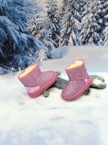 1 Pair 2025 New Toddler/Kids Anti-Slip Waterproof Soft Sole Thermal Lined Snow Boots