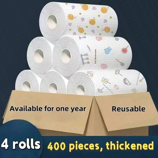 100 pièces/400 pièces Lingettes de cuisine 20 cm*20 cm à usage humide et sec, serviettes de nettoyage de cuisine absorbantes et sans huile, jetables