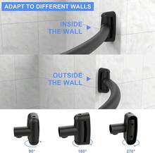 Curved Shower Curtain Rod, 45-72 Inches Adjustable Arched Shower Curtain Curved Rods, Rustproof Round Never Fall Design For Bathroom, Black, Need To Drill - Black - View 7