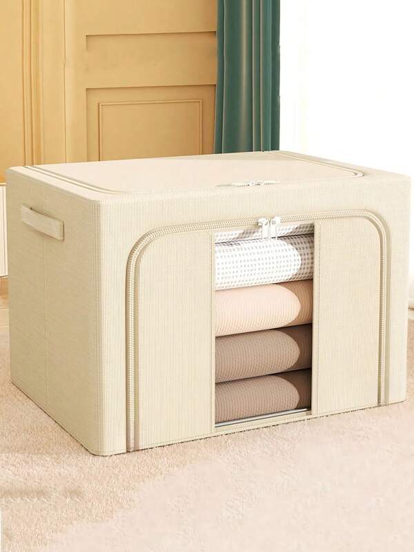 1PC Thickened Large Capacity Foldable Fabric Storage Box With Transparent Window, Polyester Storage Box For Bedroom, Closet, Clothes, Blanket And Wardrobe Storage Bag, Under-Bed Storage