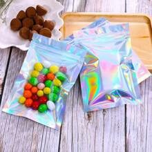 20 sacos de embalagem holográficos reutilizáveis, sacos de plástico coloridos fofos com zíper hermético, sacos holográficos para armazenamento de alimentos, joias, pequenas empresas