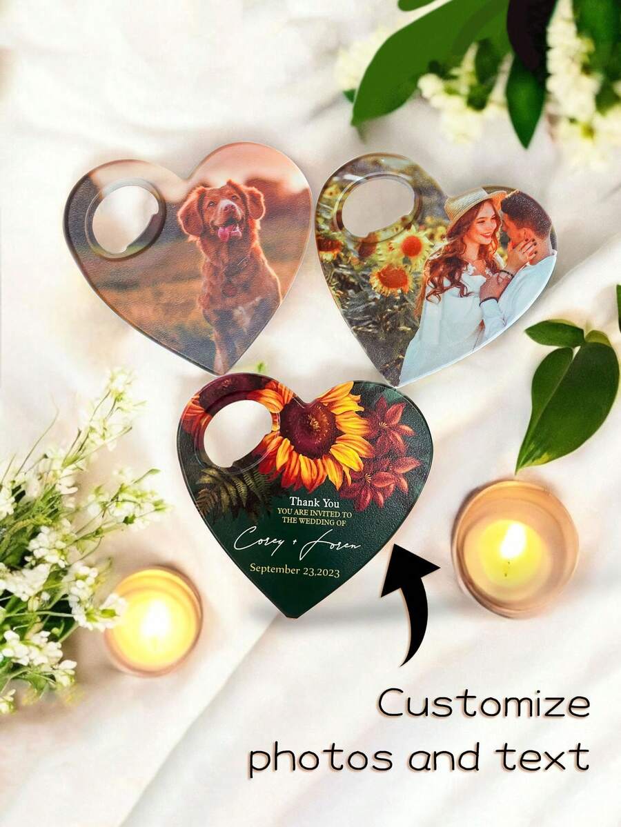 1pc Custom Personalized Photo Corkscrew Wedding Favors, Custom Beautiful Moments, Custom Print Corkscrew With Heart Design, Bottle Cap Corkscrew, Engagement Gift, Home Kitchen Must-Have, Corkscrew Relaxing Props Ideal Gifts For Her, Boyfriend, Dad, Girlfriend, Mom, Family, Friends, Tea Room, Home, Garden, Office, For Valentine's Day, For Mother's Day, For Father's Day, For Weddings, For Housewarming, Brunch-Ready, Warm Ambience, Home & Living, Customized Bottle Openers & Bottle Opener Accessories - Multicolor - View 1