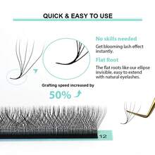 Lashine Lashine Clover Lashes 12 Rows 4D W Shape 0.07mm C D L M Curl Premade Fans Eyelash Extension W Style Faux Mink Natural Soft Bloom Lash Automatic Flowering Volume Eyelashes High Quality Individual Lashes