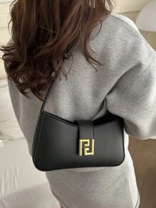 Bolso de hombro en forma de media luna elegante para mujeres, moda casual elegante, bolso de sobaco de unicolor