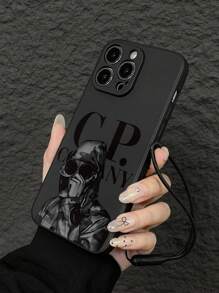 1 pieza Funda de teléfono con borde recto mate y patrón de CP a la moda, compatible con Apple 11/12/13/14/15/16/16 Pro/16 Pro Max, Galaxy A05/A15/A25/A35/A53/A54/A55/S23/S24, serie Redmi
