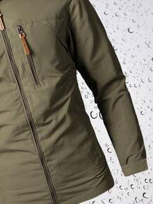 男士防风连帽夹克 - 防水，可拆卸帽子，休闲户外外套，带拉链口袋，尼龙材质，非常适合徒步旅行和休闲装 - 卡其色 - 查看 6