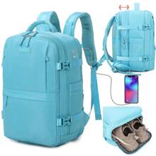 Ryanair Expandable Cabin Backpack (40x25x20-25cm - 20L-25L) - With Shoe Bag - Multifunctional - Expandable Waterproof Casual Daypack Fits 15" Laptop - Army Green/Blue/Purple/Black/Pink/Khaki/Beige