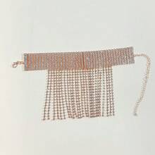 Luxury Rhinestone Women's Anklet, Boho Style Sparkling Full Drill Tassel Ankle Chain Foot Jewelry Accessories For Heels