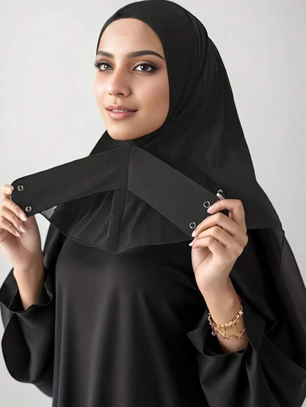 1 pezzo Foulard monocromatico da donna con 2 bottoni per legare, turbante regolabile