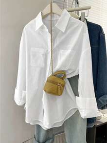 Women's Casual Loose Fitting Shirt, Elegant Minimalist Design, Versatile