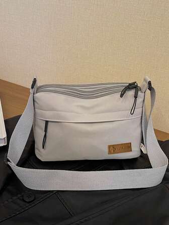 [1 个防水单肩包] 1 件 VMI 休闲尼龙单肩包，男女皆宜，可调节肩带，防水拉链单肩斜挎包，多口袋，纯色，涤纶衬里，适合购物、钱包、学院、年轻女性、大学生、初学者、白领。非常适合办公室、大学、工作、商务、通勤、户外活动、旅行和徒步旅行。