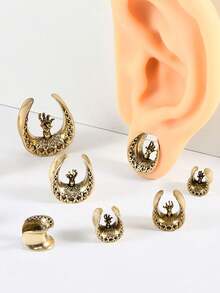 1PC U Shape Skull Hand Ear Gauges Open Flesh Tunnels Plugs Ear Tunnels Ear Stretchers Stainless Steel Piercings 8mm-25mm - As Shown - View 6