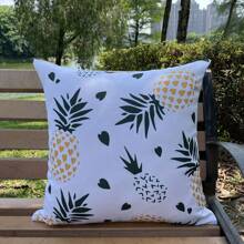 1 件装饰性户外枕套方形花园靠垫套花朵/小鸟/菠萝/树叶抱枕套外壳适用于庭院帐篷沙发（仅枕套，44.45x44.45 厘米）