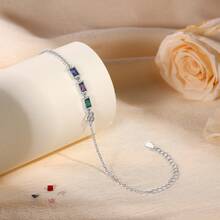 1pc Customized Birthstone Bracelet, Personalized Birthstone Jewelry Gift For Mom, Grandma, Family Birthstone Letter Bracelet, Mother's Day Gift, Expecting Mom Gift - Silver - View 6