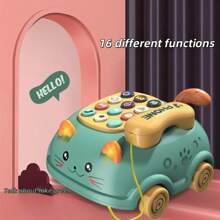 1 caja Juguetes de teléfono para bebés, juguetes musicales para bebés, juguetes musicales de coche para bebés, juguetes para niños y niñas, teléfonos de juego para niños, juguetes educativos para el desarrollo infantil, juguetes con luz con cara de gato linda, regalo para niños