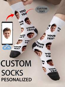 1 Pair Of Customized Crew Socks,Custom Face Socks, Couple Socks,Custom Photo Sock, Custom Printed Socks, Personalized Funny Face Socks, Custom Picture Socks, Put Any Face On The Socks, Anniversary Gift, Valentine Gift, Birthday Gift, Wedding Gift, Fall Socks