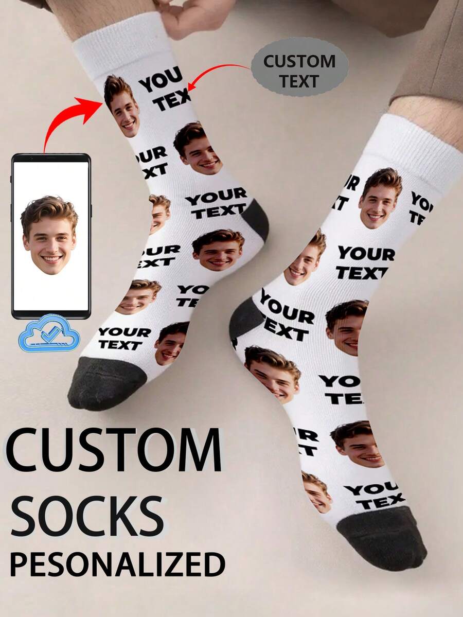 1 Pair Of Customized Crew Socks,Custom Face Socks, Couple Socks,Custom Photo Sock, Custom Printed Socks, Personalized Funny Face Socks, Custom Picture Socks, Put Any Face On The Socks, Anniversary Gift, Valentine Gift, Birthday Gift, Wedding Gift, Fall Socks