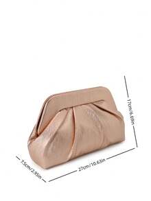 Rose Gold Pleated Clutch Bag For Women - Glossy Textured PU Leather Evening Purse, Elegant Party Clutch For Dates/Wedding/Banquet, Business Formal Handbag To Match Dresses & Gowns