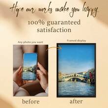 1 件,定制照片,抛光有机玻璃木框,现代自然风光,浅蓝色湖泊和石桥,个性化帆布印刷海报艺术,非常适合家庭、情侣、宠物的回忆,也是周年纪念的完美礼物 - 彩色 - 查看 4