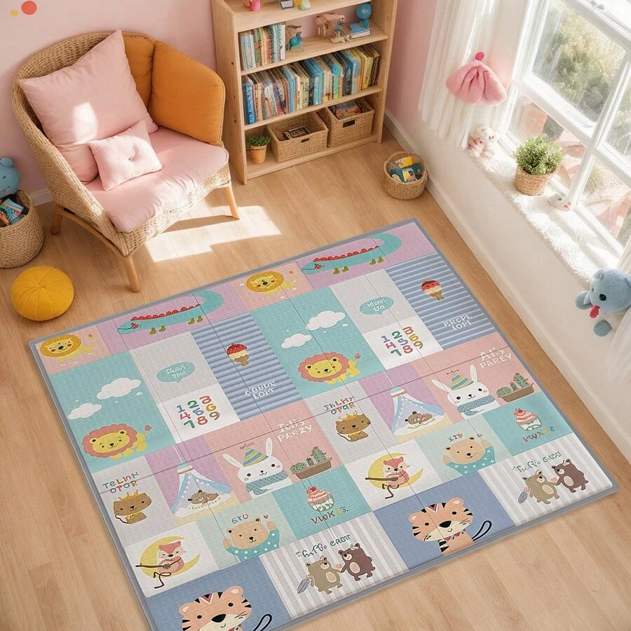 Tapete para gatear para bebés: tapete para gatear con lindo patrón de dibujos animados, tapete de  engrosado, impermeable y a prueba de humedad, educativo - Multicolor - Ver 1