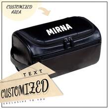 Custom Engraved Men's Faux Leather Toiletry Bag With Hook - Waterproof & Stain-Resistant, Perfect For Travel & Gifts, Includes Side Handle - Brown - View 3