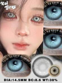 Lalens Lentes de contacto de color Lalens Nebula Grey para ojos marrones oscuros y ojos marrones claros, lentes de contacto de color para uso diario y belleza ocular