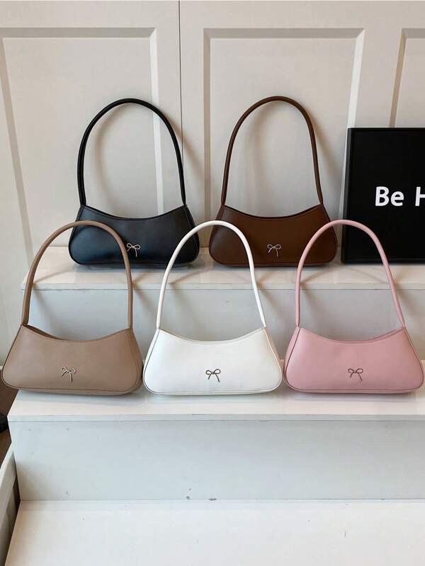 1 Peça Bolsa de Ombro Feminina Minimalista de Cor Sólida, em PU e Metal, Fechamento com Zíper, Adequada para Escritório, Festa, Sessão de Fotos, Presente, 29*13*6cm, Cabe Carteira e Telefone, Marca Altamente Avaliada